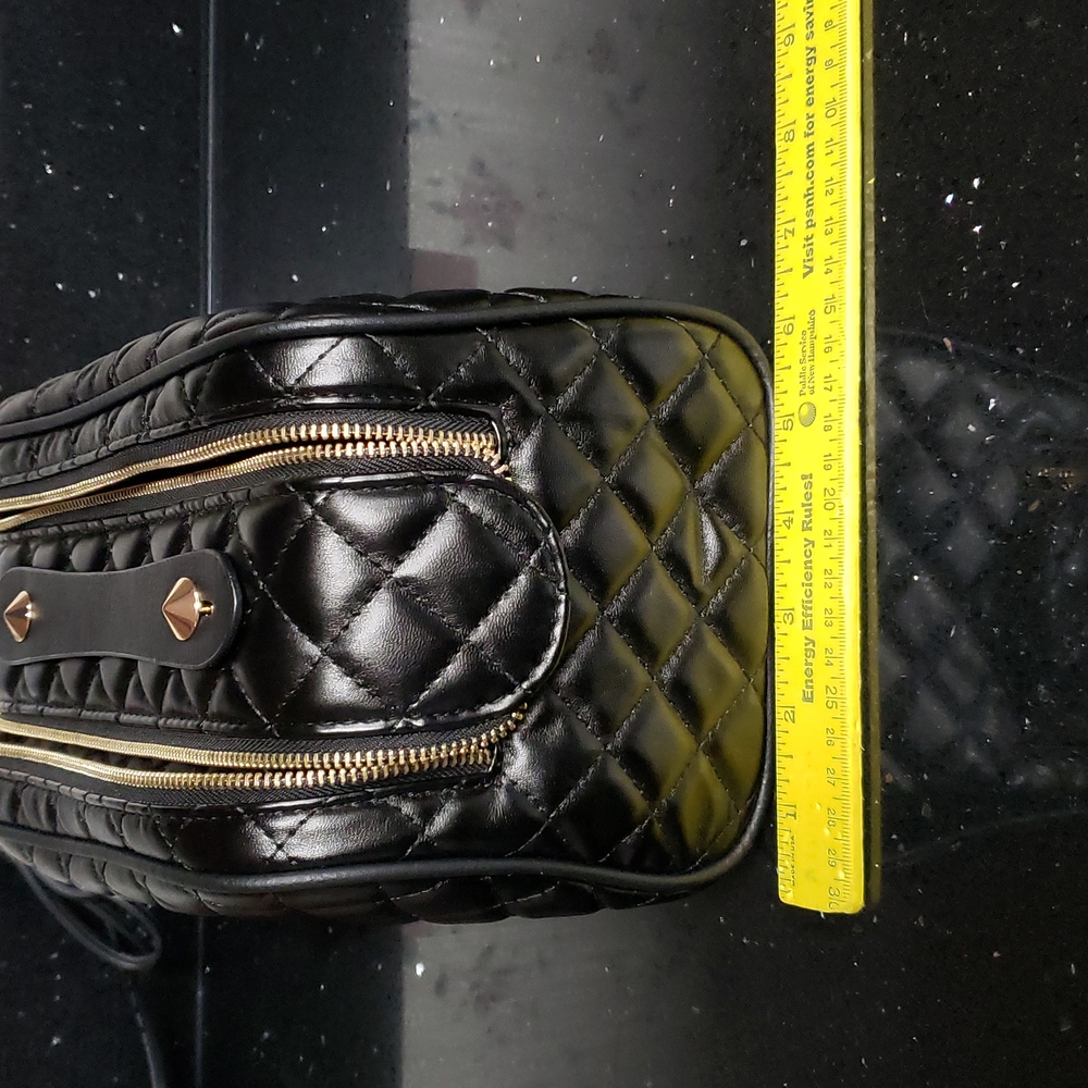 3X HOST PICK. NIP Black Leather Cosmetic Bag with 2nd Smaller Bag Inside - Picture 3 of 4